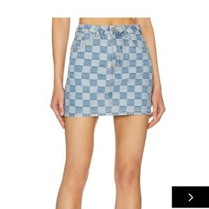 Superdown Darla Checkered Denim Mini Skirt